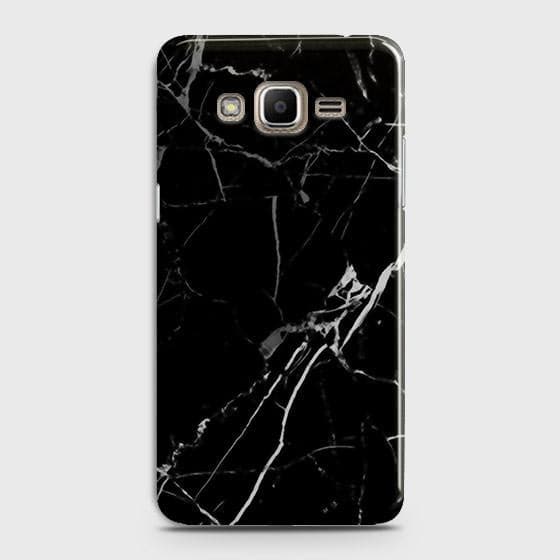 Samsung Galaxy J7 Core / Nxt Cover - Black Modern Classic Marble Printed Hard Case with Life Time Colors Guarantee
