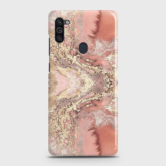 Samsung Galaxy M11 Cover - Trendy Chic Rose Gold Marble Printed Hard Case with Life Time Colors Guarantee
