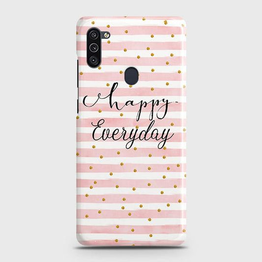 Samsung Galaxy M11 Cover - Trendy Happy Everyday Printed Hard Case with Life Time Colors Guarantee