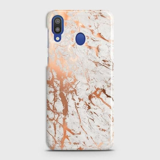 Samsung Galaxy M20 Cover - In Chic Rose Gold Chrome Style Printed Hard Case with Life Time Colors Guarantee
