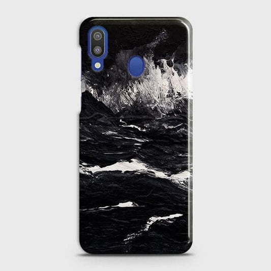 Samsung Galaxy M20 Cover - Black Ocean Marble Trendy Printed Hard Case with Life Time Colors Guarantee