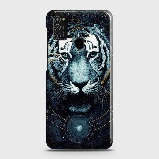 Samsung Galaxy M21 Cover - Vintage Galaxy Tiger Printed Hard Case with Life Time Colors Guarantee