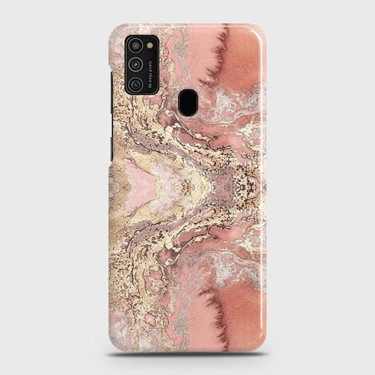 Samsung Galaxy M21 Cover - Trendy Chic Rose Gold Marble Printed Hard Case with Life Time Colors Guarantee