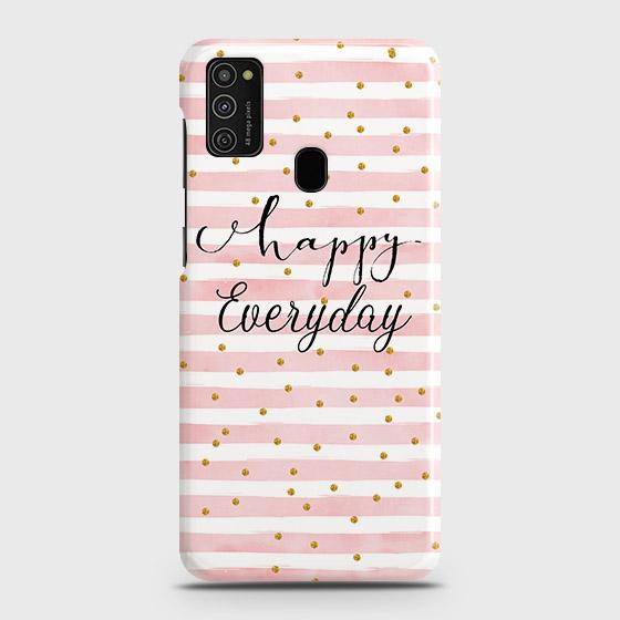 Samsung Galaxy M21 Cover - Trendy Happy Everyday Printed Hard Case with Life Time Colors Guarantee