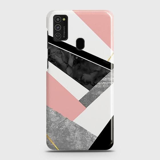 Samsung Galaxy M21 Cover - Matte Finish - Geometric Luxe Marble Trendy Printed Hard Case with Life Time Colors Guarantee