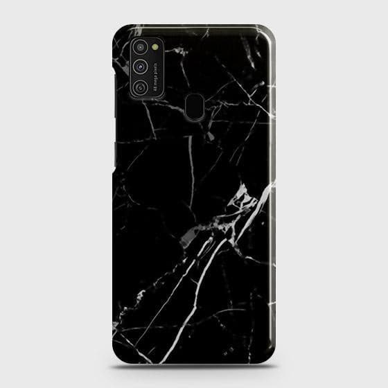 Samsung Galaxy M21 Cover - Black Modern ClaSic Marble Printed Hard Case with Life Time Colors Guarantee