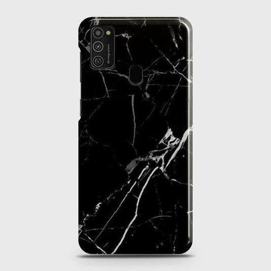 Samsung Galaxy M21 Cover - Black Modern ClaSic Marble Printed Hard Case with Life Time Colors Guarantee