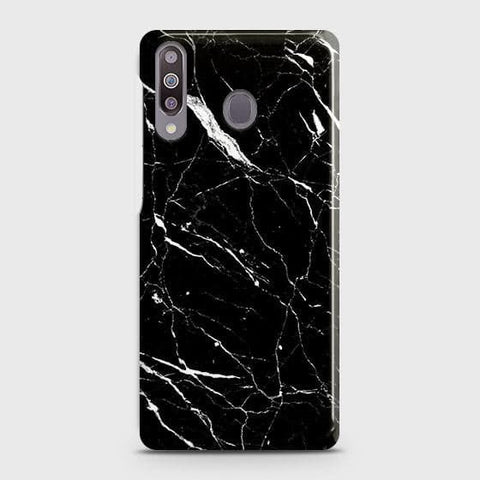 Samsung Galaxy M30 Cover - Trendy Black Marble Printed Hard Case with Life Time Colors Guarantee