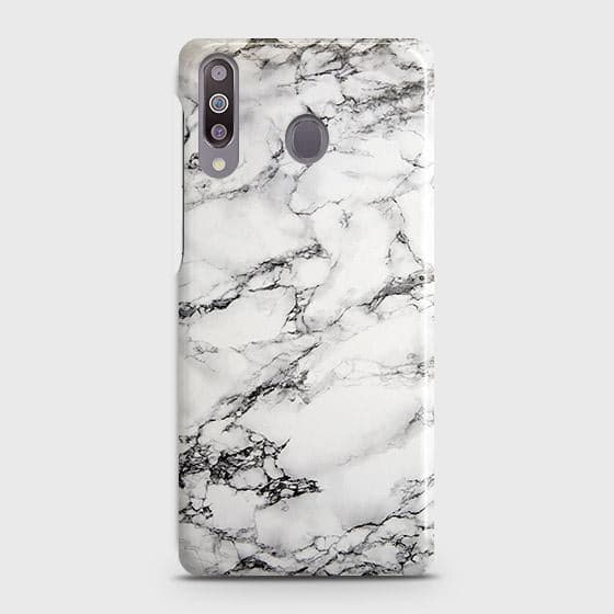 Samsung Galaxy M30 Cover - Matte Finish - Trendy Mysterious White Marble Printed Hard Case with Life Time Colors Guarantee