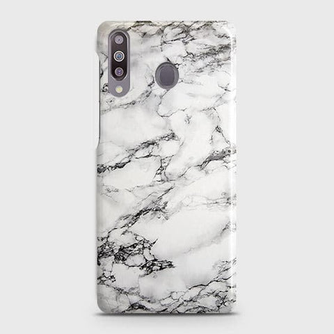 Samsung Galaxy M30 Cover - Matte Finish - Trendy Mysterious White Marble Printed Hard Case with Life Time Colors Guarantee
