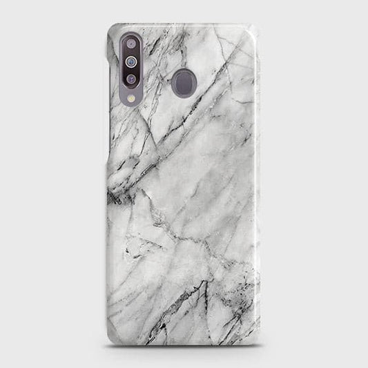 Samsung Galaxy M30 Cover - Matte Finish - Trendy White Floor Marble Printed Hard Case with Life Time Colors Guarantee - D2