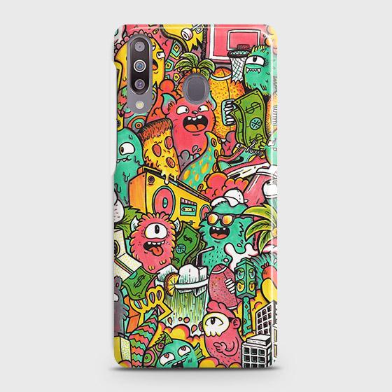 Samsung Galaxy M30 Cover - Matte Finish - Candy Colors Trendy Sticker Collage Printed Hard Case with Life Time Colors Guarantee