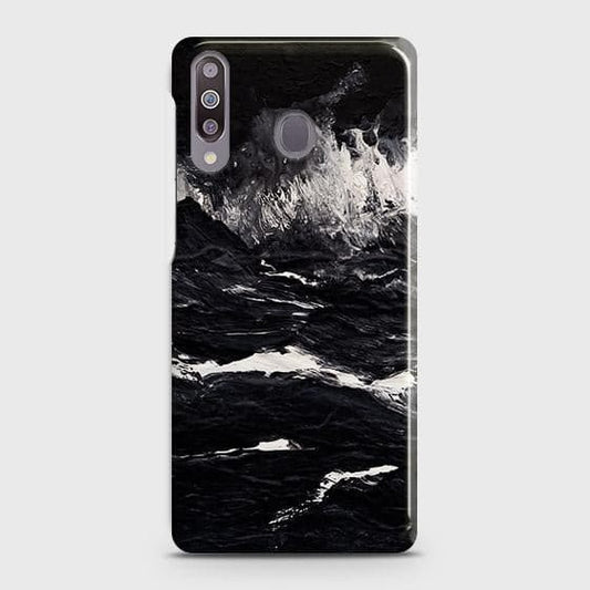 Samsung Galaxy M30 Cover - Black Ocean Marble Trendy Printed Hard Case with Life Time Colors Guarantee