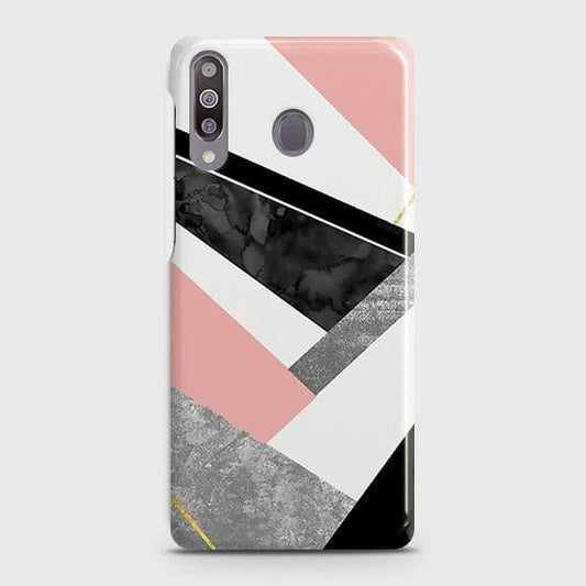 Samsung Galaxy M30 Cover - Matte Finish - Geometric Luxe Marble Trendy Printed Hard Case with Life Time Colors Guarantee