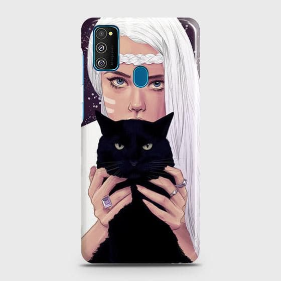 Samsung Galaxy M30s Cover - Trendy Wild Black Cat Printed Hard Case with Life Time Colors Guarantee