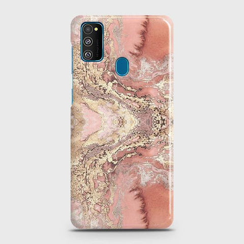 Samsung Galaxy M30s Cover - Trendy Chic Rose Gold Marble Printed Hard Case with Life Time Colors Guarantee