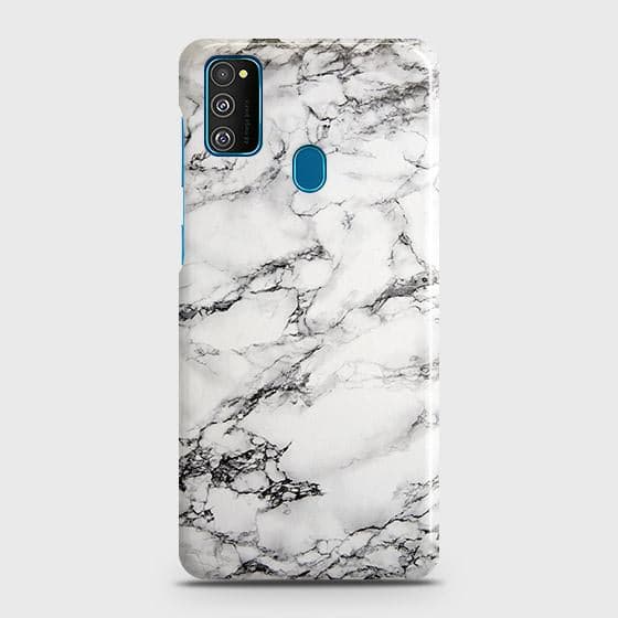 Samsung Galaxy M30s Cover - Matte Finish - Trendy Mysterious White Marble Printed Hard Case with Life Time Colors Guarantee