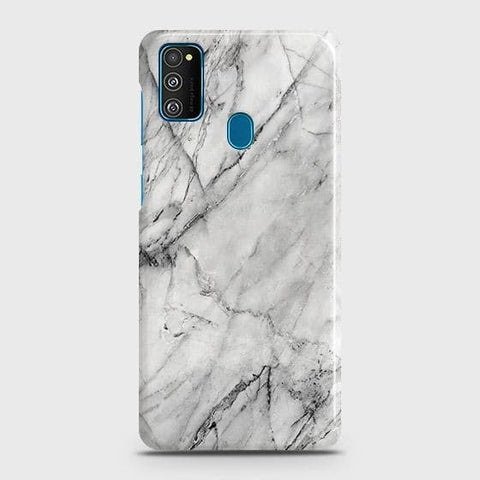 Samsung Galaxy M30s Cover - Matte Finish - Trendy White Floor Marble Printed Hard Case with Life Time Colors Guarantee - D2
