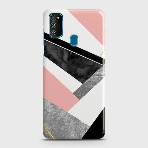 Samsung Galaxy M30s Cover - Matte Finish - Geometric Luxe Marble Trendy Printed Hard Case with Life Time Colors Guarantee