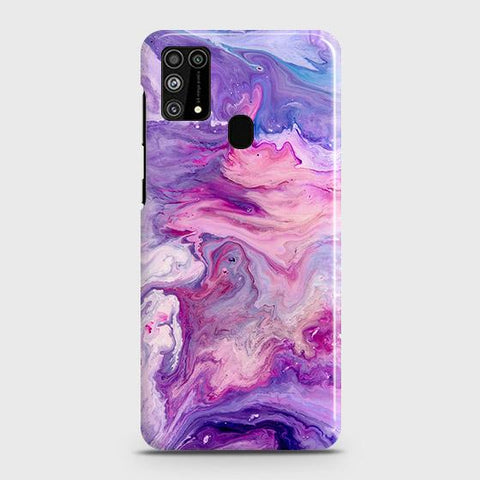 Samsung Galaxy M31 Cover - Chic Blue Liquid Marble Printed Hard Case with Life Time Colors Guarantee