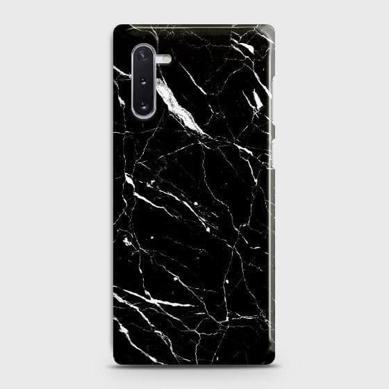 Samsung Galaxy Note 10 Cover - Trendy Black Marble Printed Hard Case with Life Time Colors Guarantee