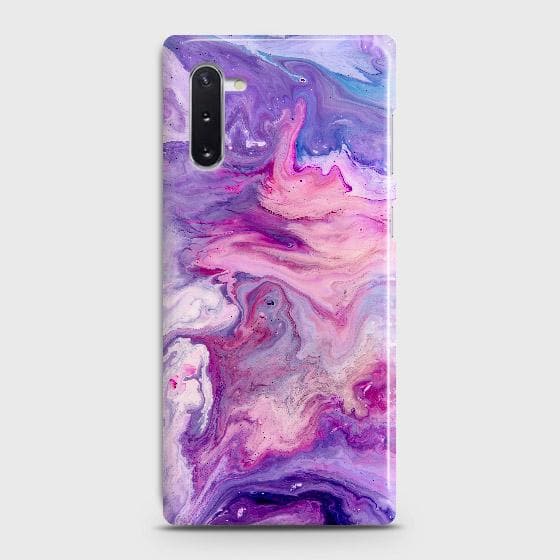 Samsung Galaxy Note 10 Cover - Chic Blue Liquid Marble Printed Hard Case with Life Time Colors Guarantee