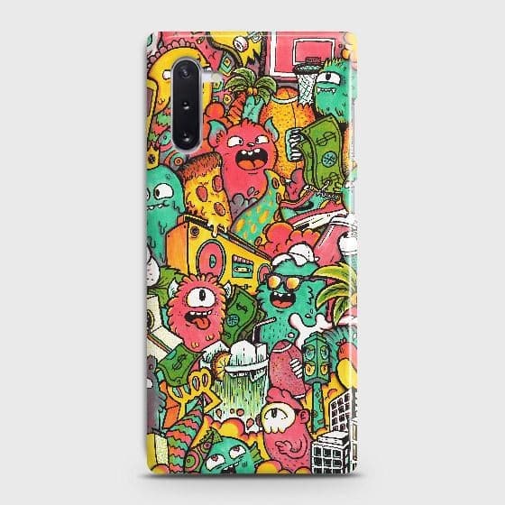 Samsung Galaxy Note 10 Cover - Matte Finish - Candy Colors Trendy Sticker Collage Printed Hard Case with Life Time Colors Guarantee