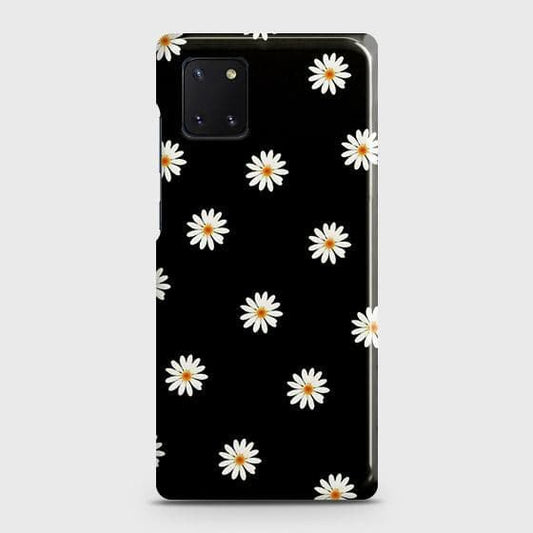 Samsung Galaxy Note 10 Lite Cover - Matte Finish - White Bloom Flowers with Black Background Printed Hard Case with Life Time Colors Guarantee (Fast Delivery)(MA)