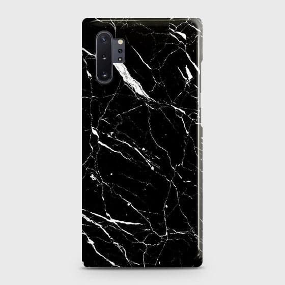 Samsung Galaxy Note 10 Plus Cover - Trendy Black Marble Printed Hard Case with Life Time Colors Guarantee