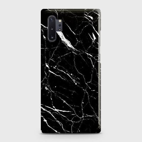 Samsung Galaxy Note 10 Plus Cover - Trendy Black Marble Printed Hard Case with Life Time Colors Guarantee