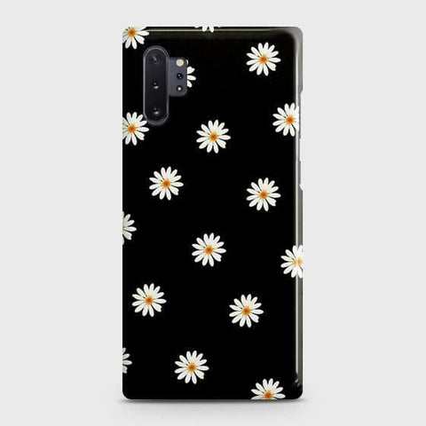Samsung Galaxy Note 10 Plus Cover - Matte Finish - White Bloom Flowers with Black Background Printed Hard Case with Life Time Colors Guarantee
