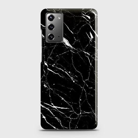Samsung Galaxy Note 20 Cover - Trendy Black Marble Printed Hard Case with Life Time Colors Guarantee
