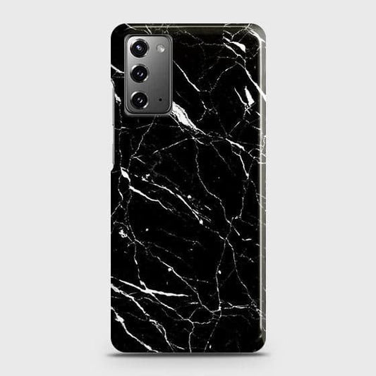 Samsung Galaxy Note 20 Cover - Trendy Black Marble Printed Hard Case with Life Time Colors Guarantee