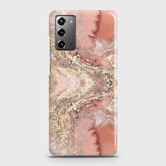 Samsung Galaxy Note 20 Cover - Trendy Chic Rose Gold Marble Printed Hard Case with Life Time Colors Guarantee