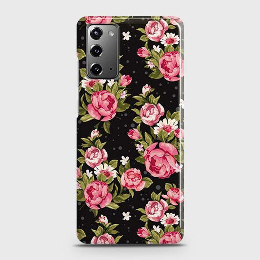 Samsung Galaxy Note 20 Cover - Trendy Pink Rose Vintage Flowers Printed Hard Case with Life Time Colors Guarantee