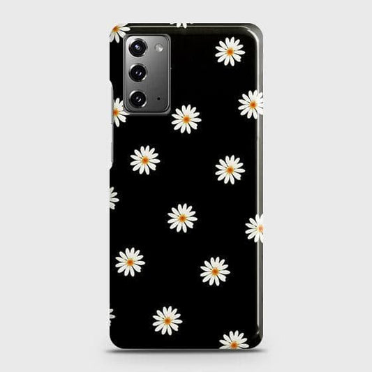 Samsung Galaxy Note 20 Cover - Matte Finish - White Bloom Flowers with Black Background Printed Hard Case with Life Time Colors Guarantee