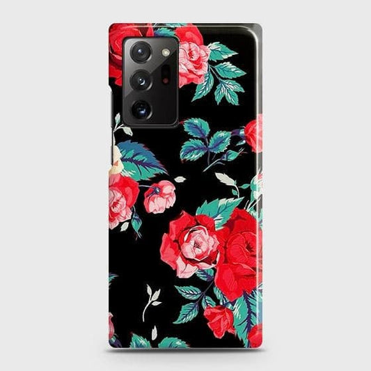 Samsung Galaxy Note 20 Ultra Cover - Luxury Vintage Red Flowers Printed Hard Case with Life Time Colors Guarantee