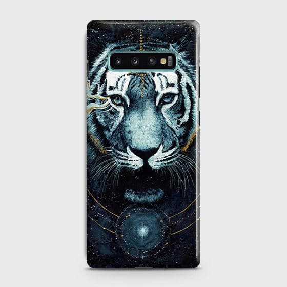 Samsung Galaxy S10 Cover - Vintage Galaxy Tiger Printed Hard Case with Life Time Colors Guarantee b64
