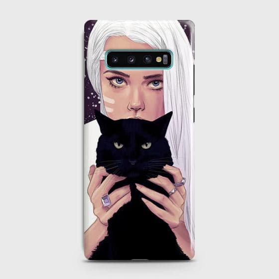 Samsung Galaxy Cover - Trendy Wild Black Cat Printed Hard Case with Life Time Colors GuaranteeS10