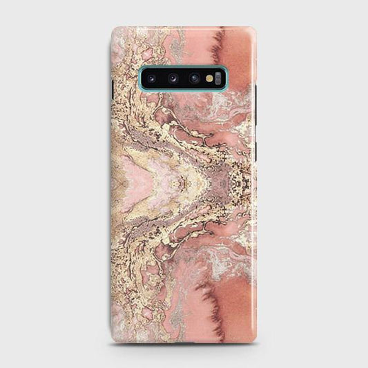 Samsung Galaxy S10 Cover - Trendy Chic Rose Gold Marble Printed Hard Case with Life Time Colors Guarantee ( Fast Delivery )