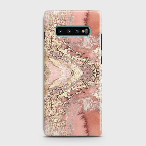 Samsung Galaxy S10 Cover - Trendy Chic Rose Gold Marble Printed Hard Case with Life Time Colors Guarantee ( Fast Delivery )