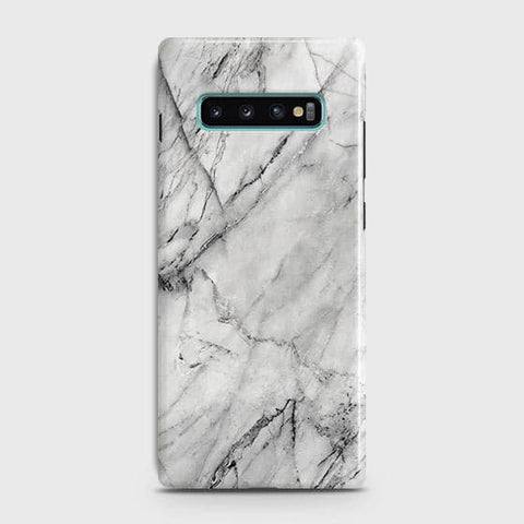 Samsung Galaxy S10 Cover - Matte Finish - Trendy White Floor Marble Printed Hard Case with Life Time Colors Guarante