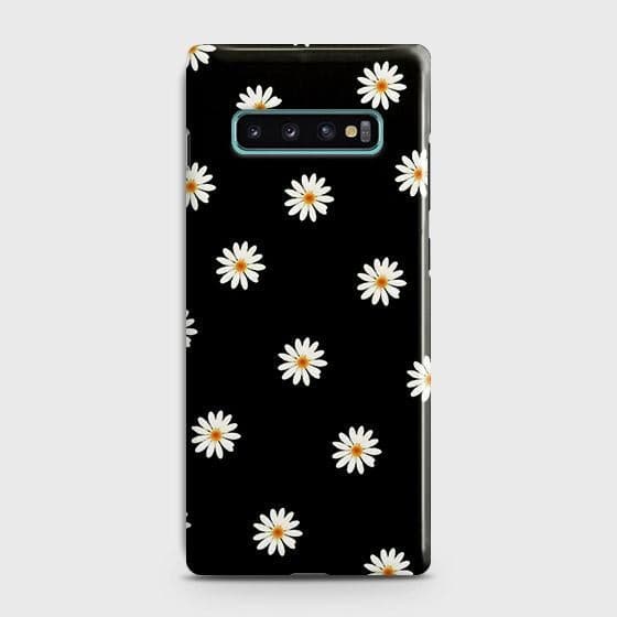 Samsung Galaxy S10 Cover - Matte Finish - White Bloom Flowers with Black Background Printed Hard Case with Life Time Colors Guarantee