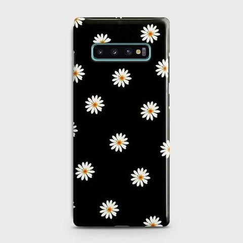 Samsung Galaxy S10 Cover - Matte Finish - White Bloom Flowers with Black Background Printed Hard Case with Life Time Colors Guarantee
