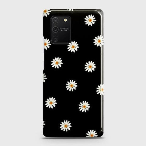 Samsung Galaxy A91 Cover - Matte Finish - White Bloom Flowers with Black Background Printed Hard Case with Life Time Colors Guarantee