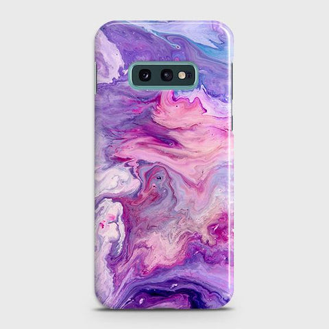 Samsung Galaxy S10e Cover - Chic Blue Liquid Marble Printed Hard Case with Life Time Colors Guarantee