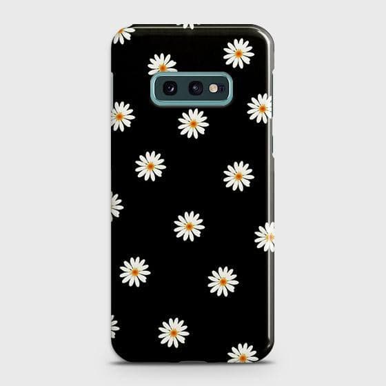 Samsung Galaxy S10e Cover - Matte Finish - White Bloom Flowers with Black Background Printed Hard Case with Life Time Colors Guarantee