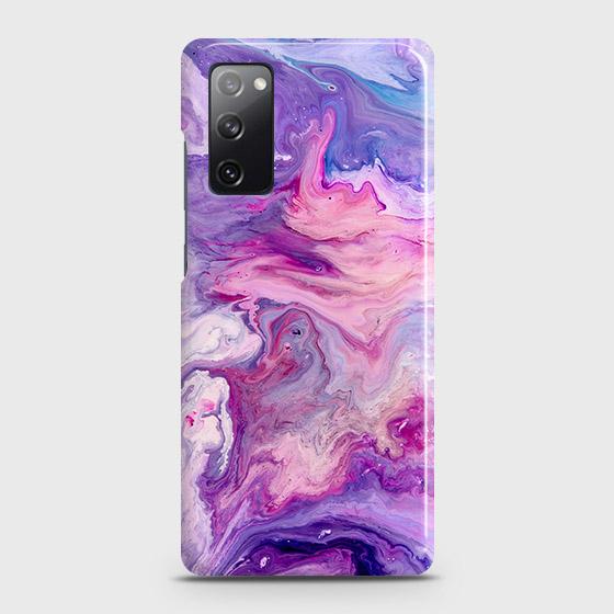 Samsung Galaxy S20 FE Cover - Chic Blue Liquid Marble Printed Hard Case with Life Time Colors Guarantee