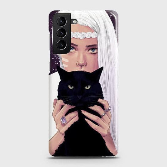 Samsung Galaxy S21 Plus 5G Cover - Trendy Wild Black Cat Printed Hard Case with Life Time Colors Guarantee