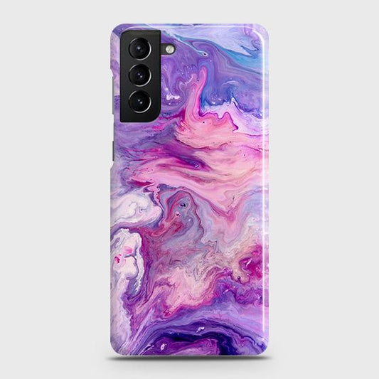 Samsung Galaxy S21 Plus 5G Cover - Chic Blue Liquid Marble Printed Hard Case with Life Time Colors Guarantee